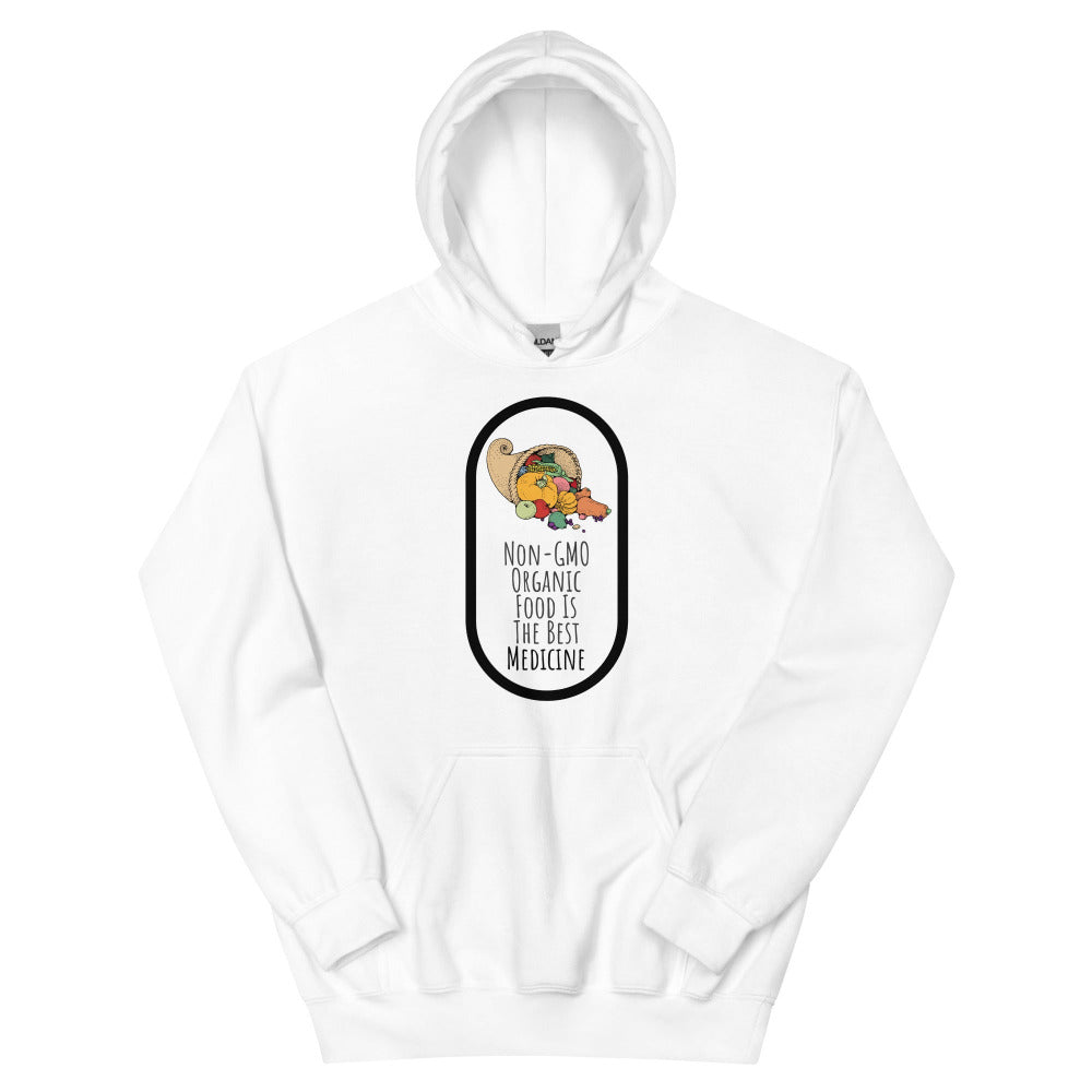 Non-GMO Organic Food Is The Best Medicine Hoodie - White Color - https://ascensionemporium.net